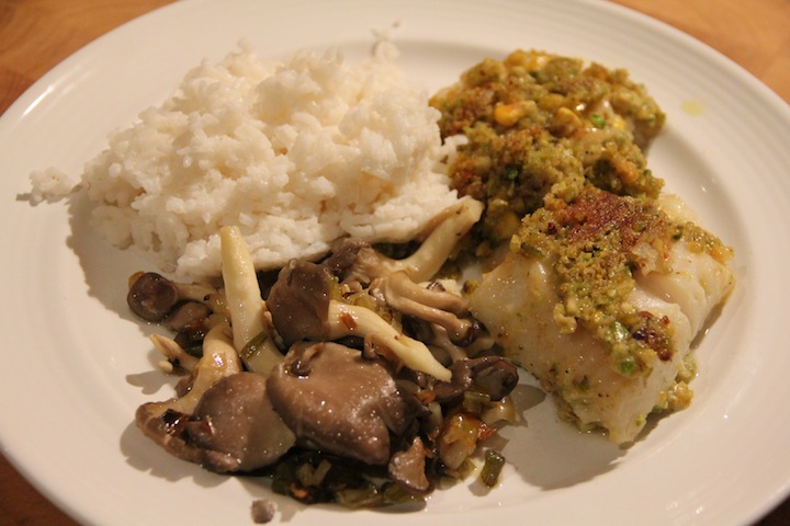 pistachio-crusted-halibut-with-oyster-mushrooms-and-coconut-rice